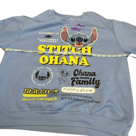 Disney Stitch Sweatshirt Junior's Size‎ 3XL (21) Ohana Means Family Lightweight - Picture 4 of 6